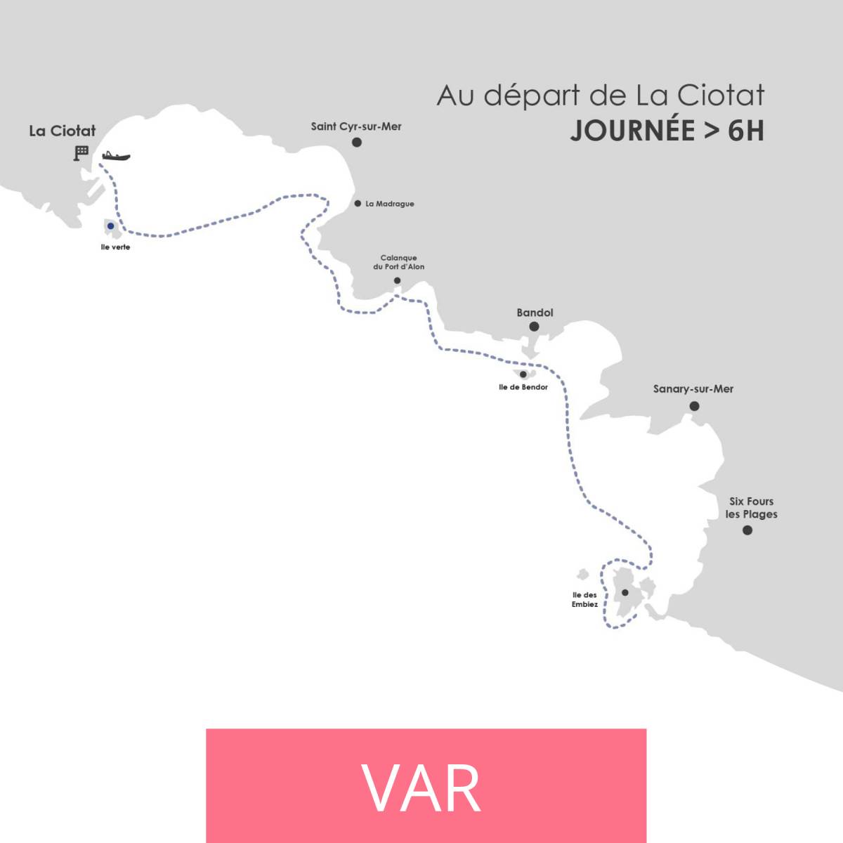 Entire day tour in the Var creeks from La Ciotat